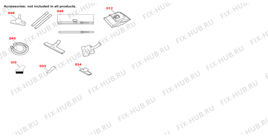 Взрыв-схема пылесоса Volta UBA3407 - Схема узла Accessories